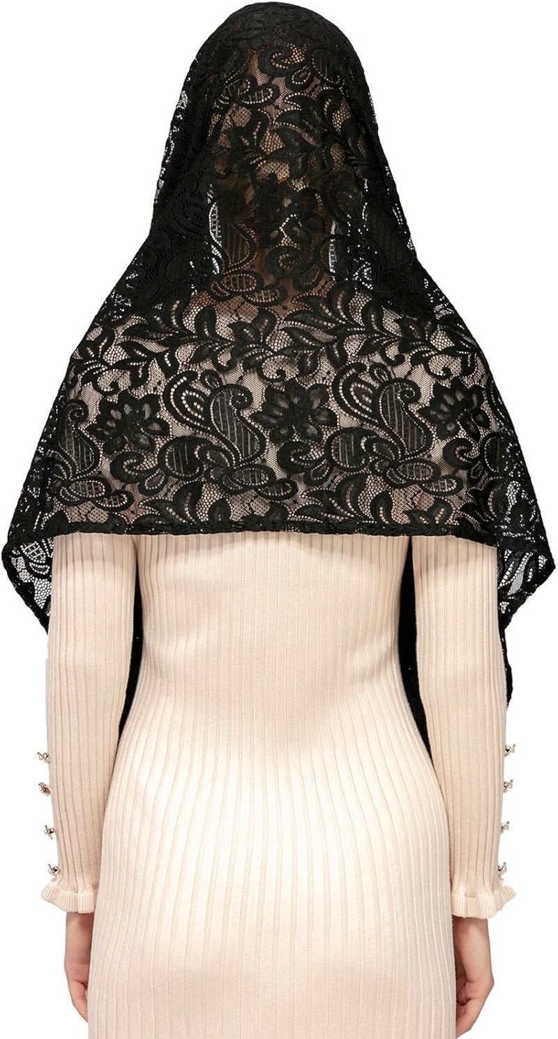 Wgior Rectangular Chapel Veil Scarf Catholic Church Veils Mantilla Wrap Shawl Mass Head Covering - Image 4